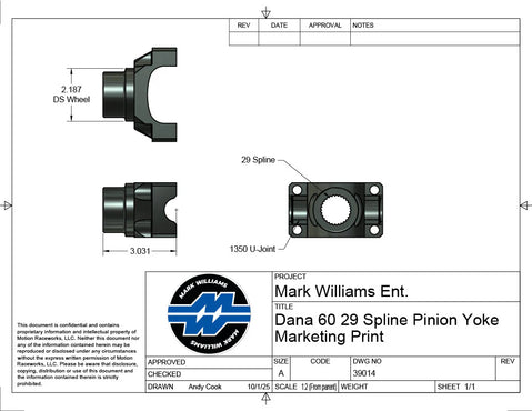 Dana 60™ 1350 29 Spline Extreme Duty 4340 Billet Steel Pinion Yoke