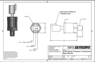 RIFE 1600 PSI DTM Series Pressure Sensor Transducer 1/8