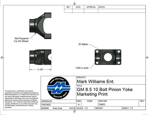 GM 8.5 10 Bolt 1350 Series Extreme Duty 4340 Billet Steel Pinion Yoke