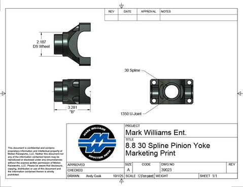 Ford 8.8 1350 Series 30 spline Extreme Duty 4340 Billet Steel Pinion Yoke
