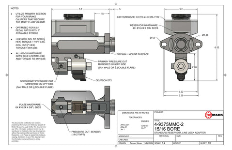 88-98 SILVERADO OBS TBM Modular Bore Billet Master Cylinder Conversion Kit (Choose Bore Size)