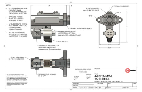 TBM Modular Billet Master Cylinder 15/16