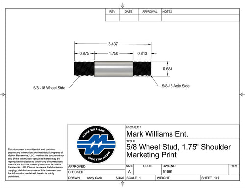 Individual Steel Drive Stud, 3.437