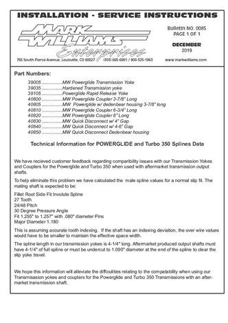 Powerglide with roller bearing tailhousing 1350 27 Spline Extreme Duty 4340