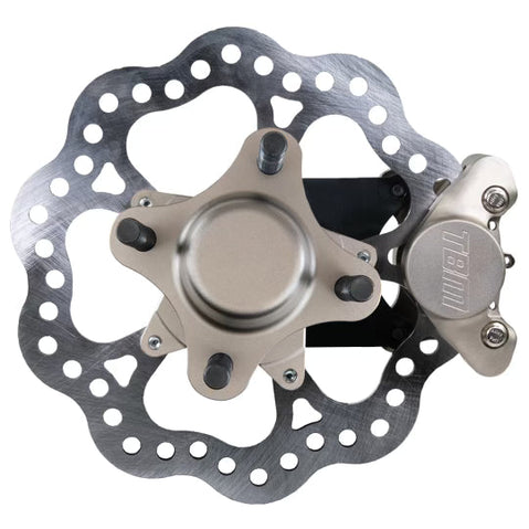 Mustang Fox Body Lightweight Front Drag Brakes 4 Lug (w/ New Aluminum Hub) F1 Caliper - 001-0324-1